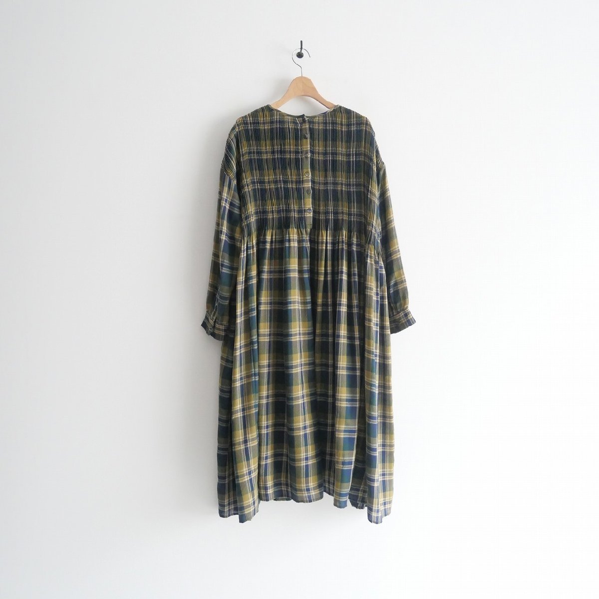 2023AW / maison de soil メゾンドソイル / WOOL COTTON TWILL WEAVE CHECK CREW NECK P/O DRESS ワンピース 1 / 2401-0507の画像3