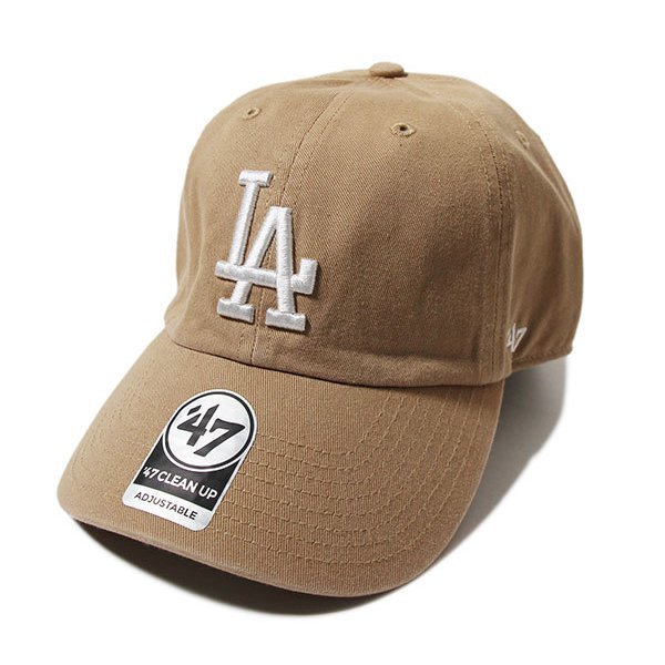 ’47 Brand (フォーティーセブン) ドジャース キャップ Dodgers ’47 CLEAN UP Khaki × White logo MLB ダッドハット メジャーリーグ (B)_画像1