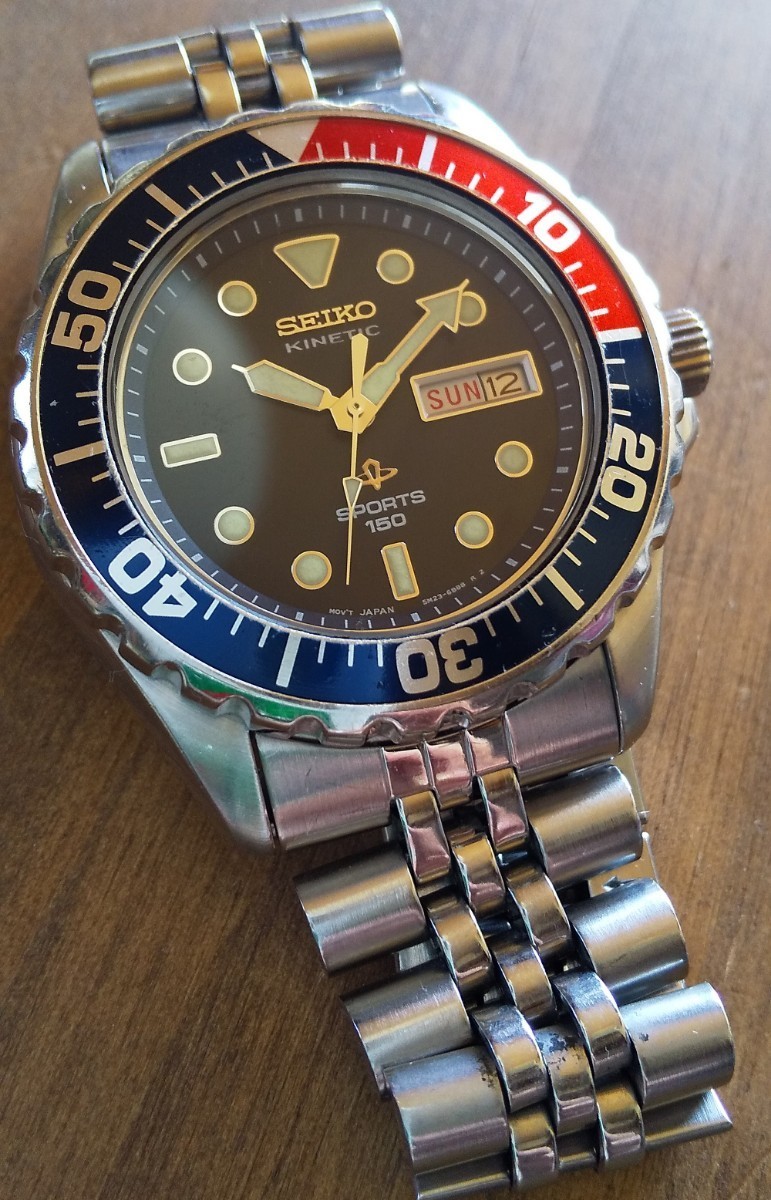 セイコー SEIKO AGS キネティック ペプシカラー ダイバー 5M23-6B50 SPORTS150_画像2