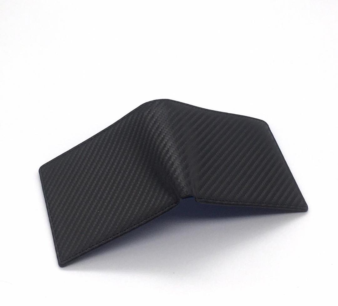 カーボンレザー 折り財布 内装：青 メンズ レディース 小銭入れ カードケース_画像4