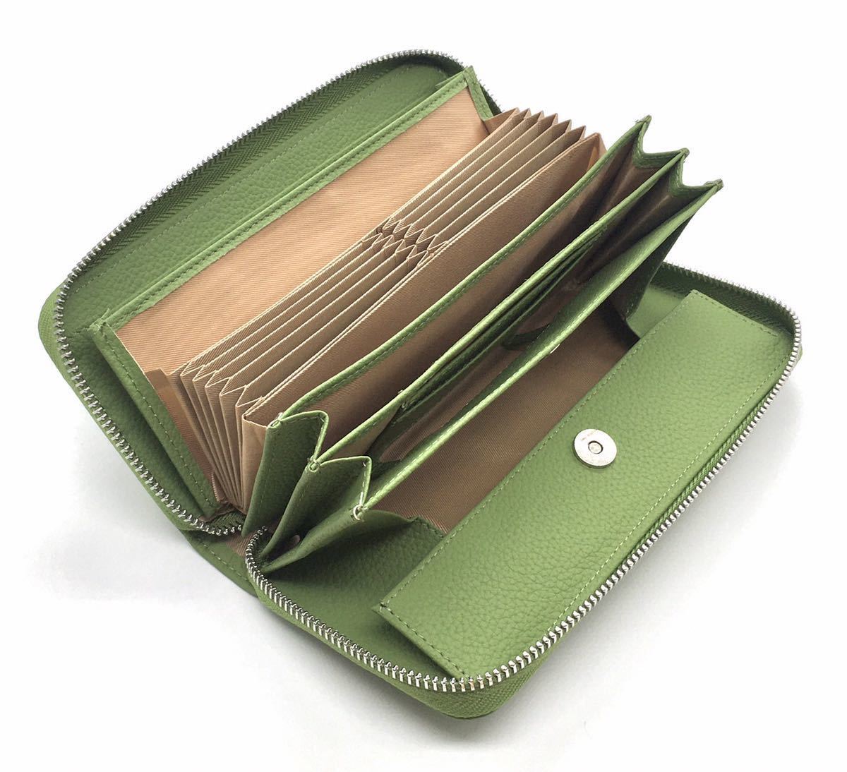  длинный кошелек натуральная кожа box type мужской женский большая вместимость зеленый пастель зеленый 
