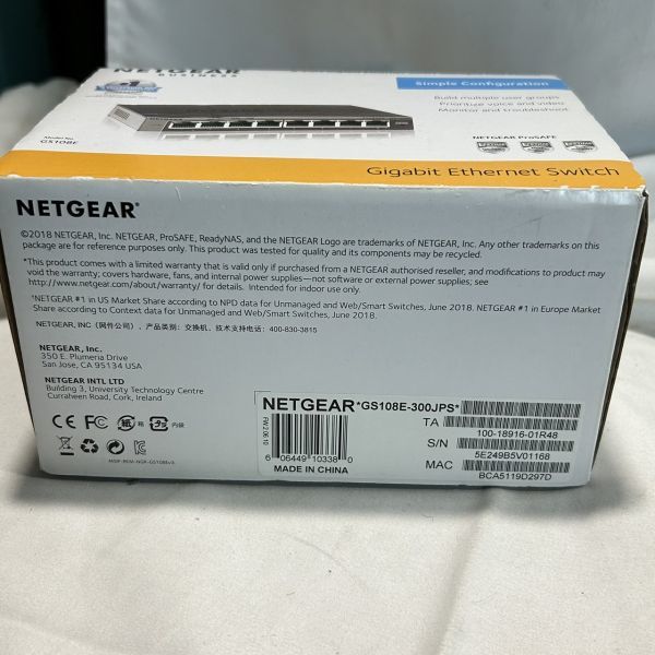 新品未使用品 NETGEAR ProSAFE ギガビットスイッチ GS108E−300JPS スイッチングハブ 8ポート 1G_画像2