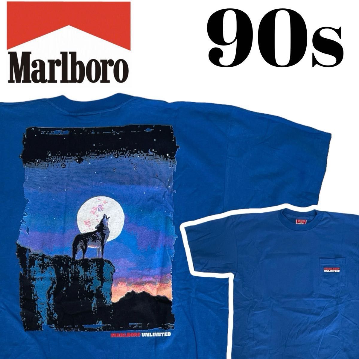 新品訳アリ】90'S マルボロTシャツ コヨーテ 青 XL 企業TEE 新品訳アリ】90'S マルボロTシャツ コヨーテ 青 XL 企業TEE