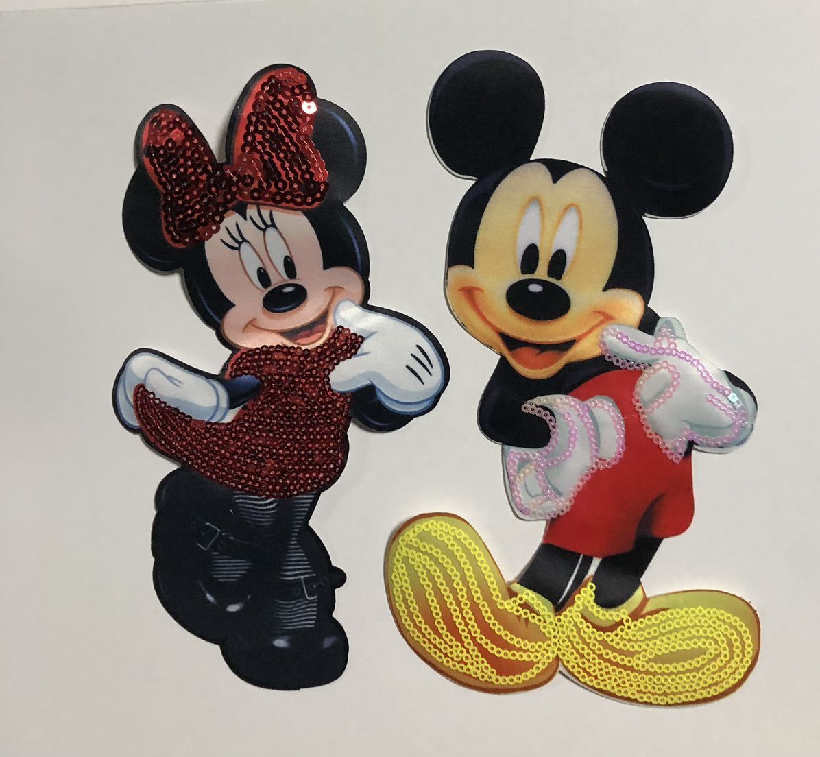 2枚組 ディズニー ワッペン ミニー ミッキー アップリケ スパンコール 新品_画像1