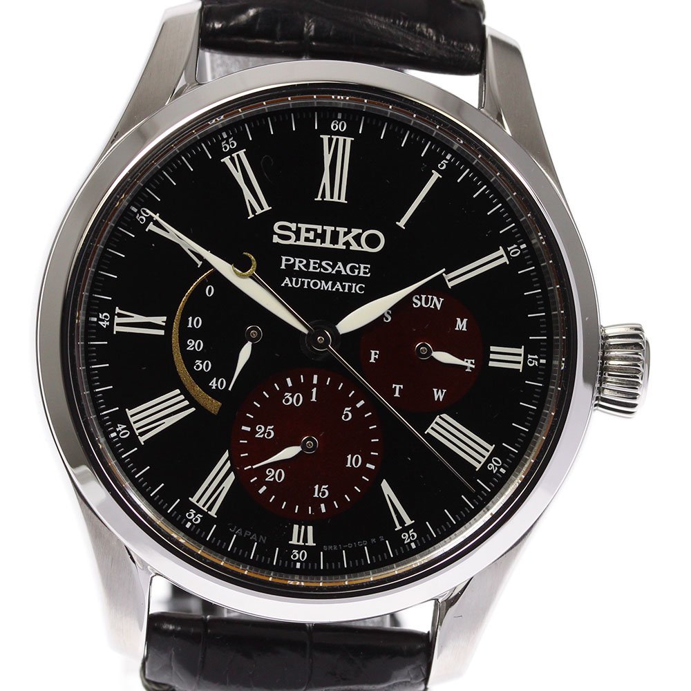 ☆美品★箱・保証書付き【SEIKO】セイコー プレサージュ 漆・白檀塗限定モデル パワーリザーブ SARW045/6R21-01F0 自動巻き メンズ【ev20】_画像1