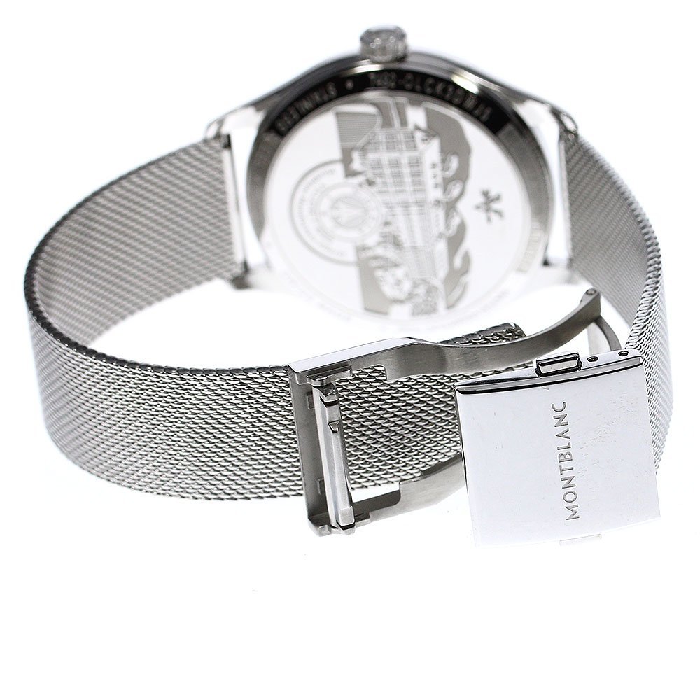  Montblanc MONTBLANC 119949 worn te-ji silver self-winding watch men's ultimate beautiful goods box * written guarantee attaching ._800768
