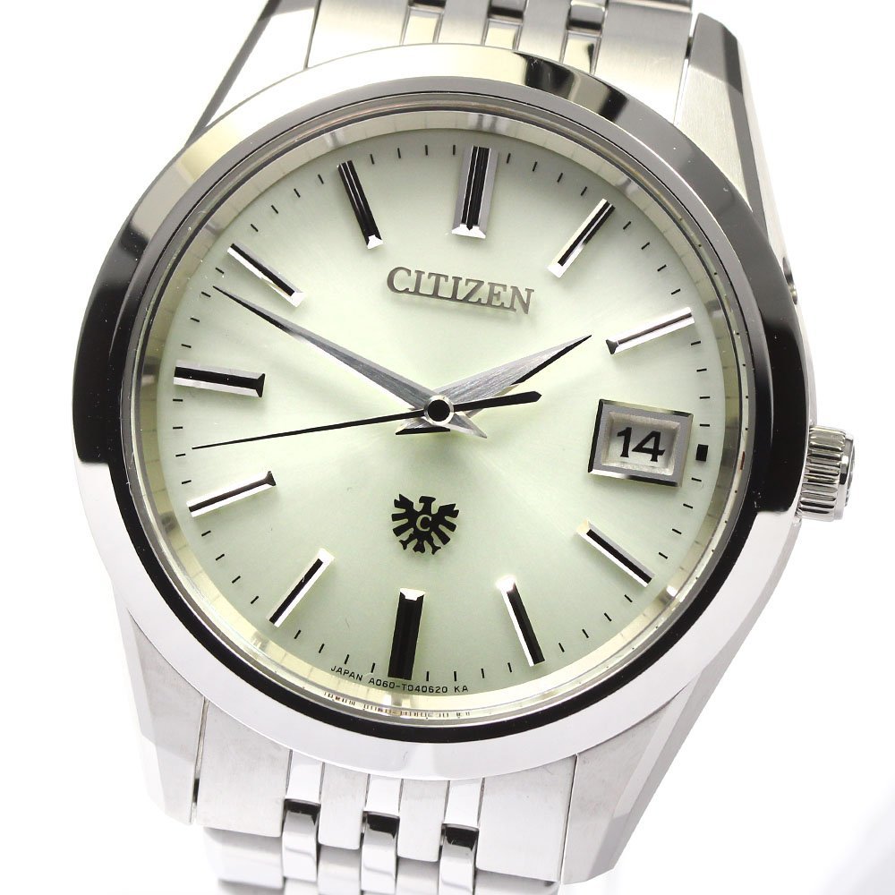 シチズン CITIZEN AQ4100-57A デイト ソーラー メンズ 極美品 箱・保証書付き_801653_画像1