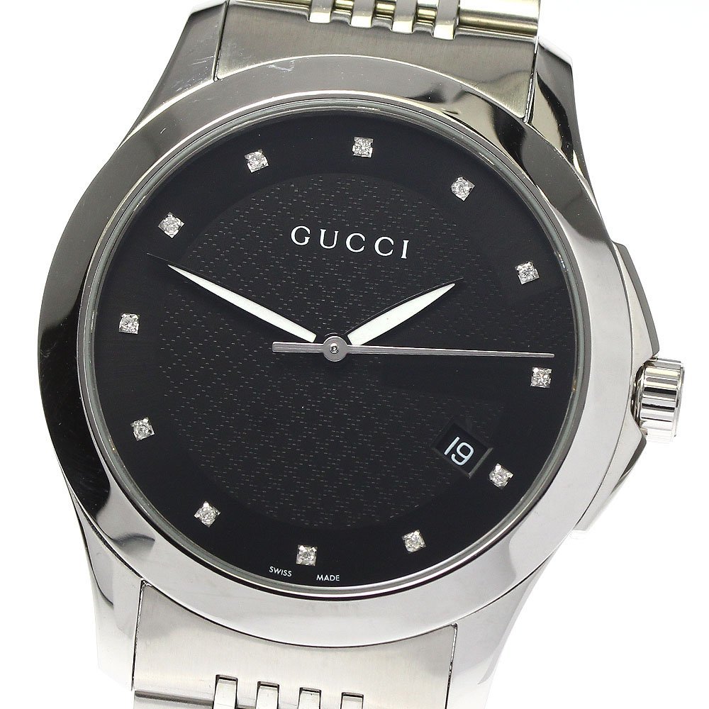 グッチ GUCCI 126.4/YA126405 Gタイムレス 12Pダイヤ クォーツ メンズ 保証書付き_802969