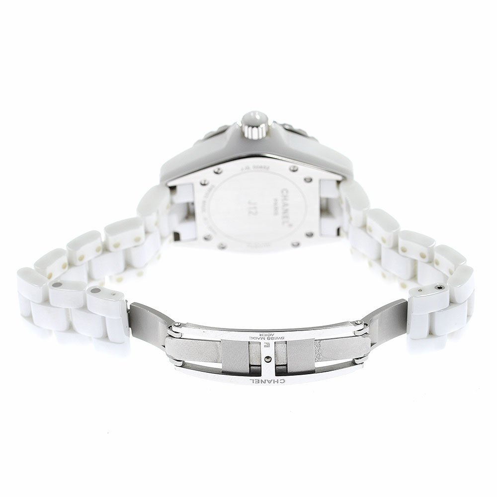  Chanel CHANEL H0968 J12 33mm white ceramic Date quartz lady's written guarantee attaching ._804598