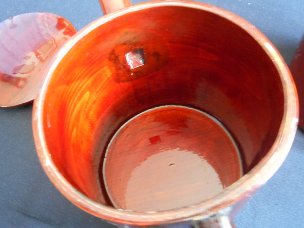 美品！伝統工芸★綺麗な漆塗りの木製湯桶　一対　_画像10