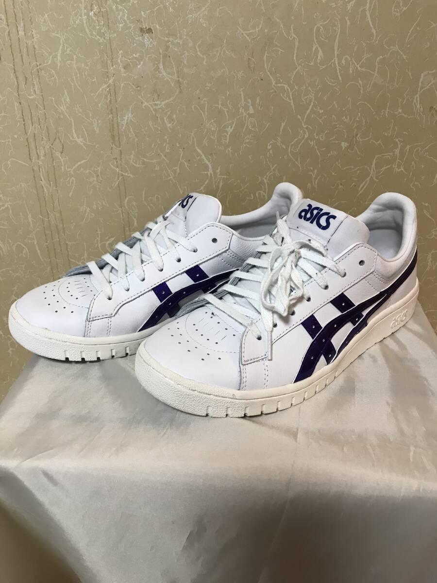 ■　asicsアシックス　GEL-PTG　ポイントゲッター　白紫ライン　レザー　美中古　　 　　　　26.5㎝ セルフクリーニング済み_画像1