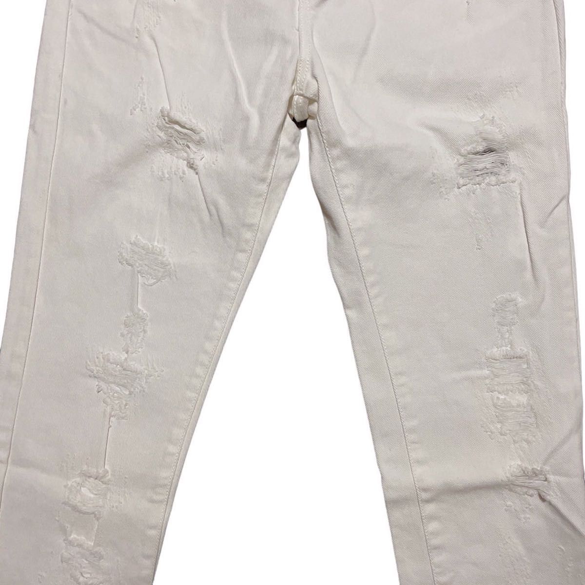 ※出品数確保の為、期間限定出品※ デニム ジーンズ パンツ ダメージ 白 ホワイト ズボン