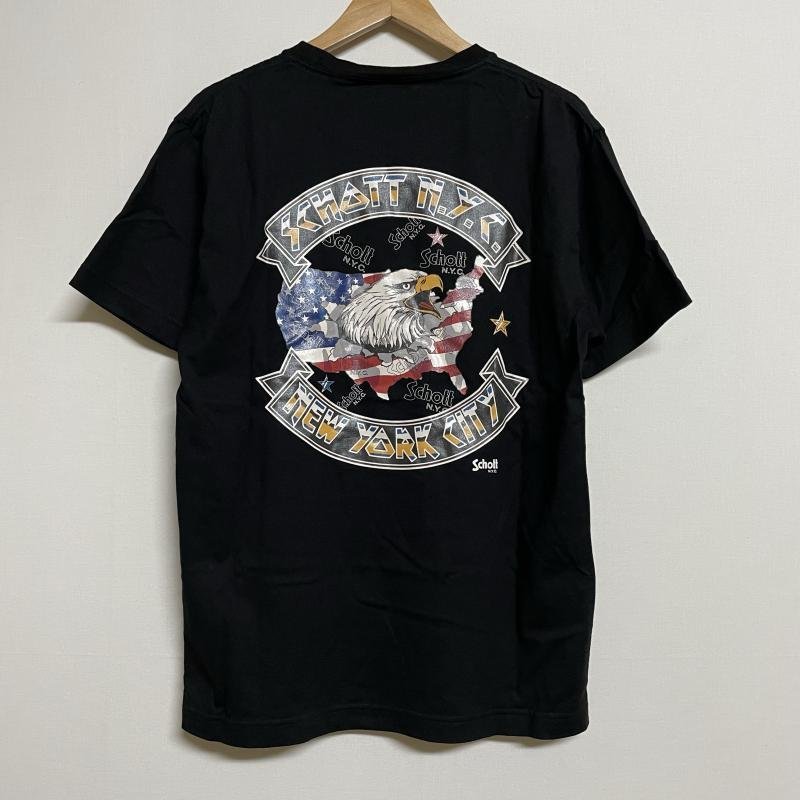 ショット schott イーグル&フラッグ バックプリント ショートスリーブ Tシャツ 3193065 Tシャツ Tシャツ L 黒 / ブラック プリント_画像3