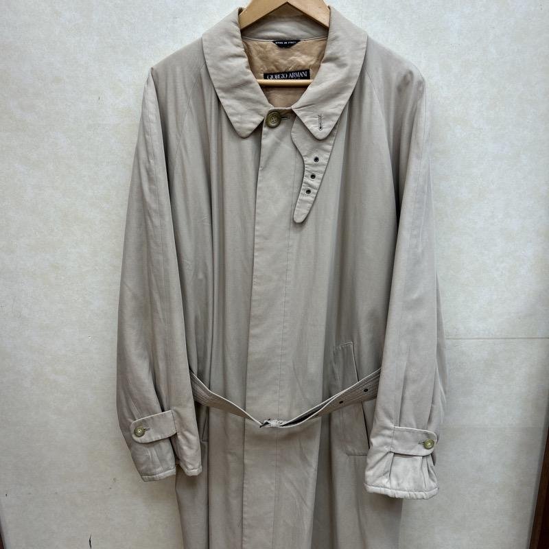 ジョルジオアルマーニ イタリア製 ベルト付 中綿 ステンカラー コート コート - ベージュ / ベージュ