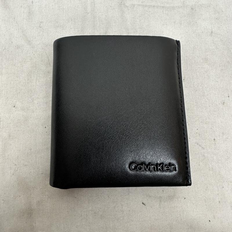 Calvin * Klein folding in half leather purse Logo purse purse - black / black 