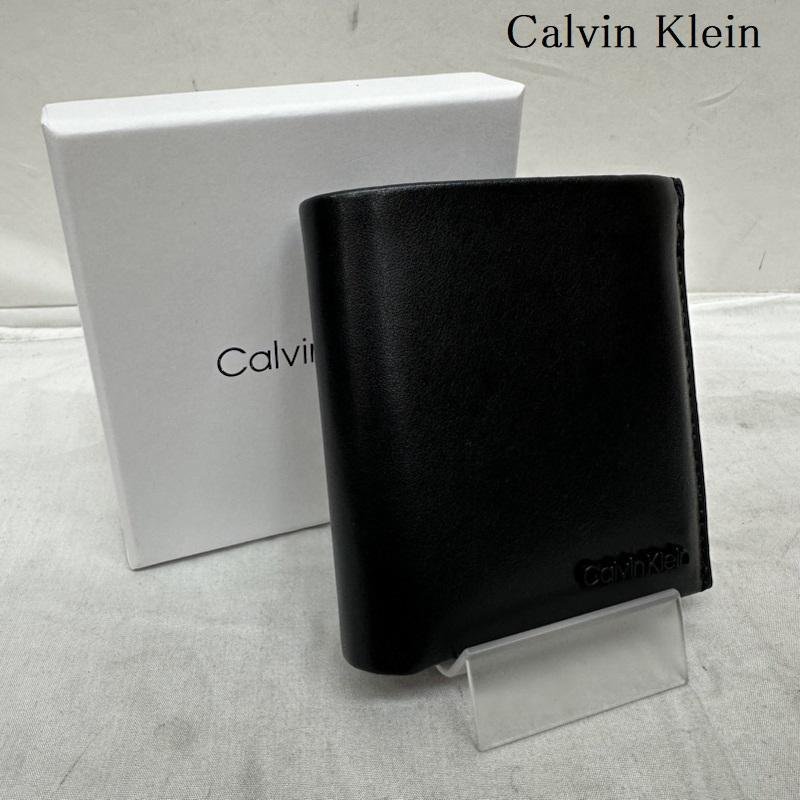 カルバン・クライン 二つ折り レザー 財布 ロゴ 財布 財布 - 黒 / ブラック_画像1