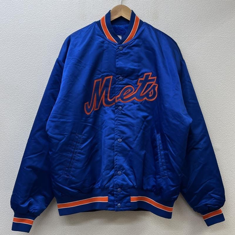 古着 ALADEN 80年代 Mets ニューヨークメッツ ロゴ ビッグサイズ ボアライナー ナイロン スタジャン XL 青 / ブルー