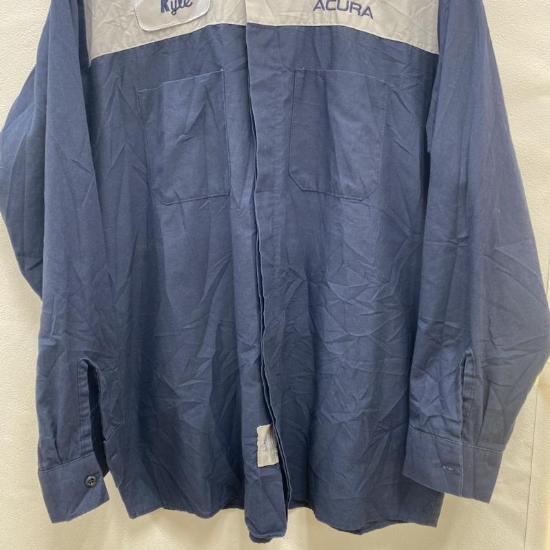 レッドキャップ REDKAP 90's 90年代 ワークシャツ ACURA 企業ロゴ ワッペン 襟芯 vintage ヴィンテージ古着 L L ロゴ、文字 X 刺繍_画像3