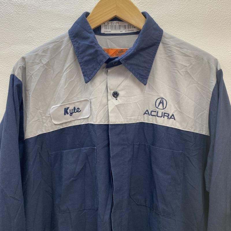 レッドキャップ REDKAP 90's 90年代 ワークシャツ ACURA 企業ロゴ ワッペン 襟芯 vintage ヴィンテージ古着 L L ロゴ、文字 X 刺繍_画像2