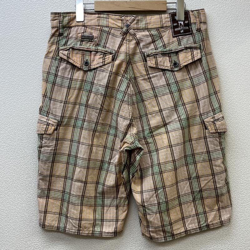 e lure ruji- check pattern side pocket thin shorts pants 32 -inch beige / beige 