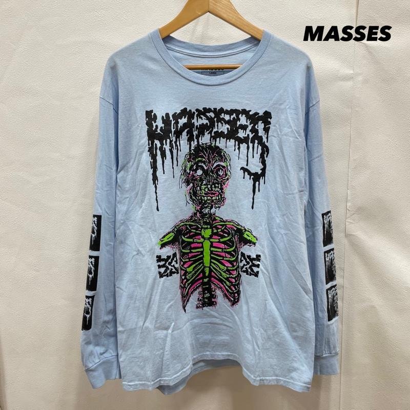 古着 MASSES / マシス　T-SHIRT L/S RAY ロンT 袖プリント スカル XL Tシャツ Tシャツ L 水色 / ライトブルー