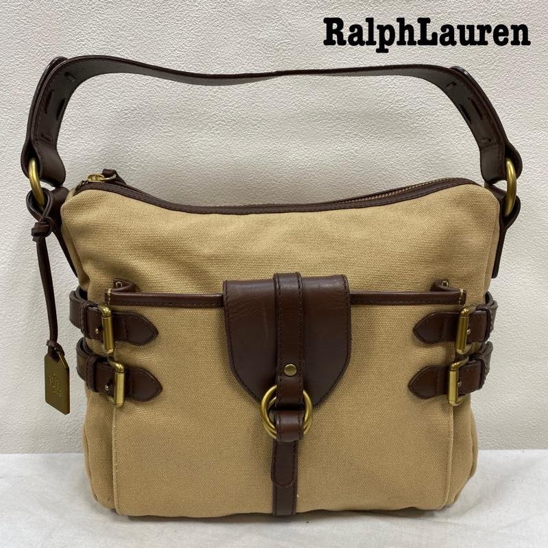 ラルフローレン LAUREN Ralph Lauren レザー キャンバス コンビ ハンドバッグ トートバッグ ハンドバッグ - 無地_画像1