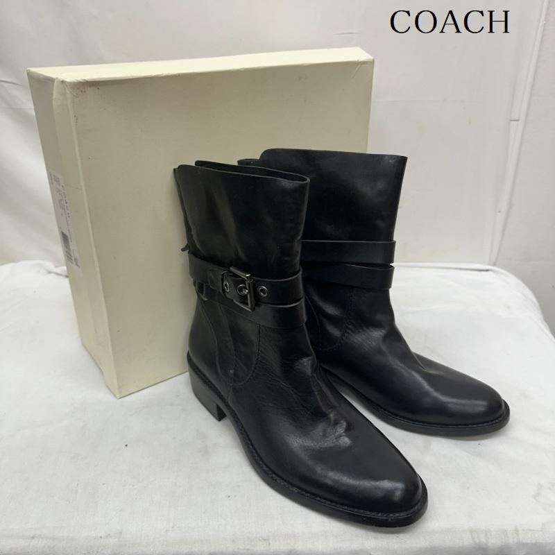  Coach A7542 leather boots boots boots US:7.5 black / black 