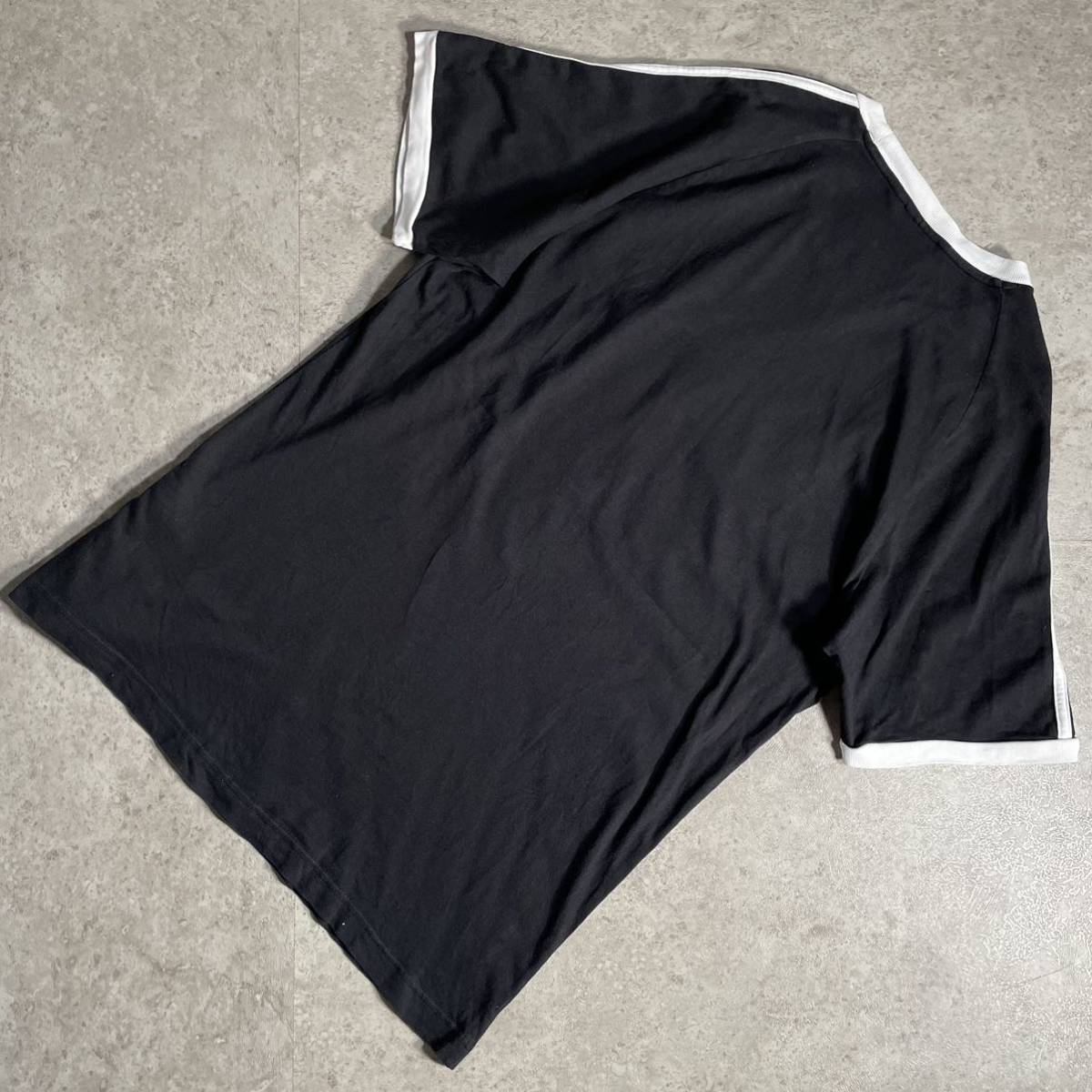 adidas アディダス 半袖Tシャツ トレフォイルロゴ ブラック 黒 3stripes XLサイズ スポーツウェア ランニングの画像7