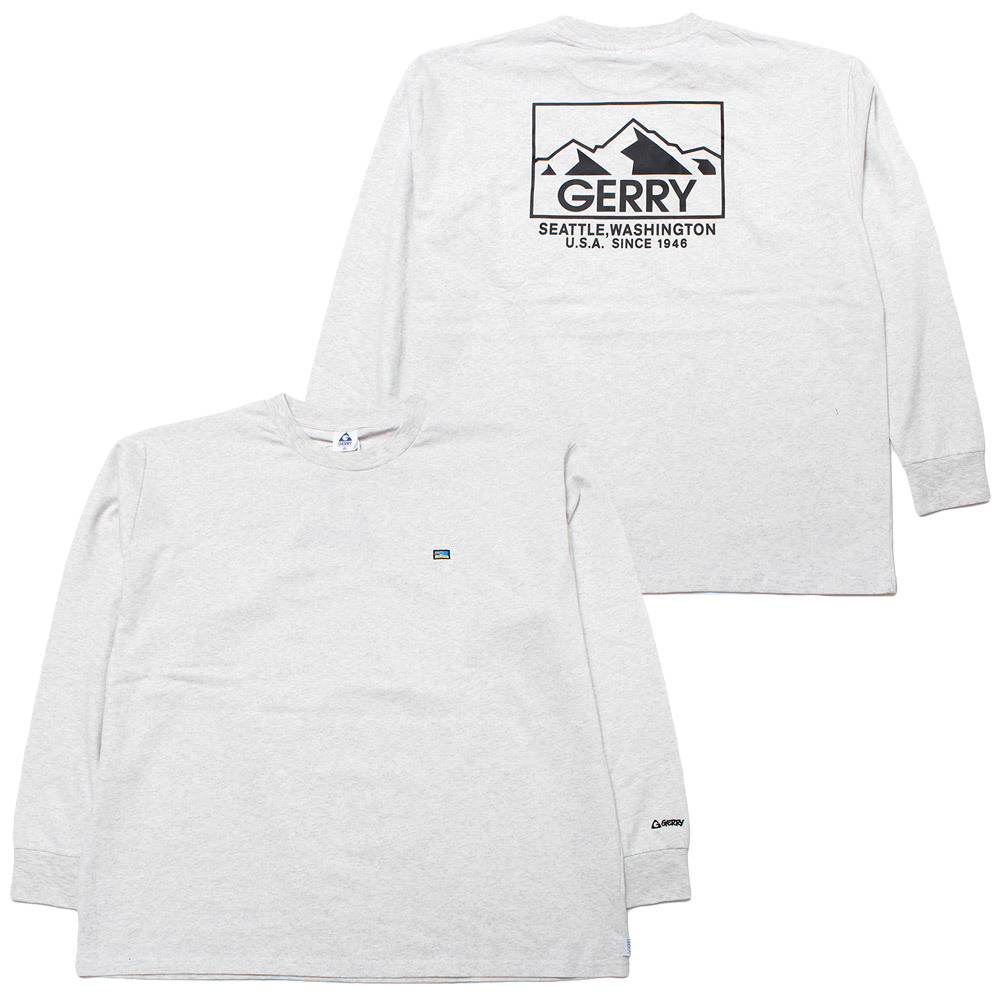 【新品】 2L アッシュグレー GERRY(ジェリー) 長袖 Tシャツ メンズ 大きいサイズ ヘビーウェイト 胸刺繍 バック プリント クルーネック カ_画像4