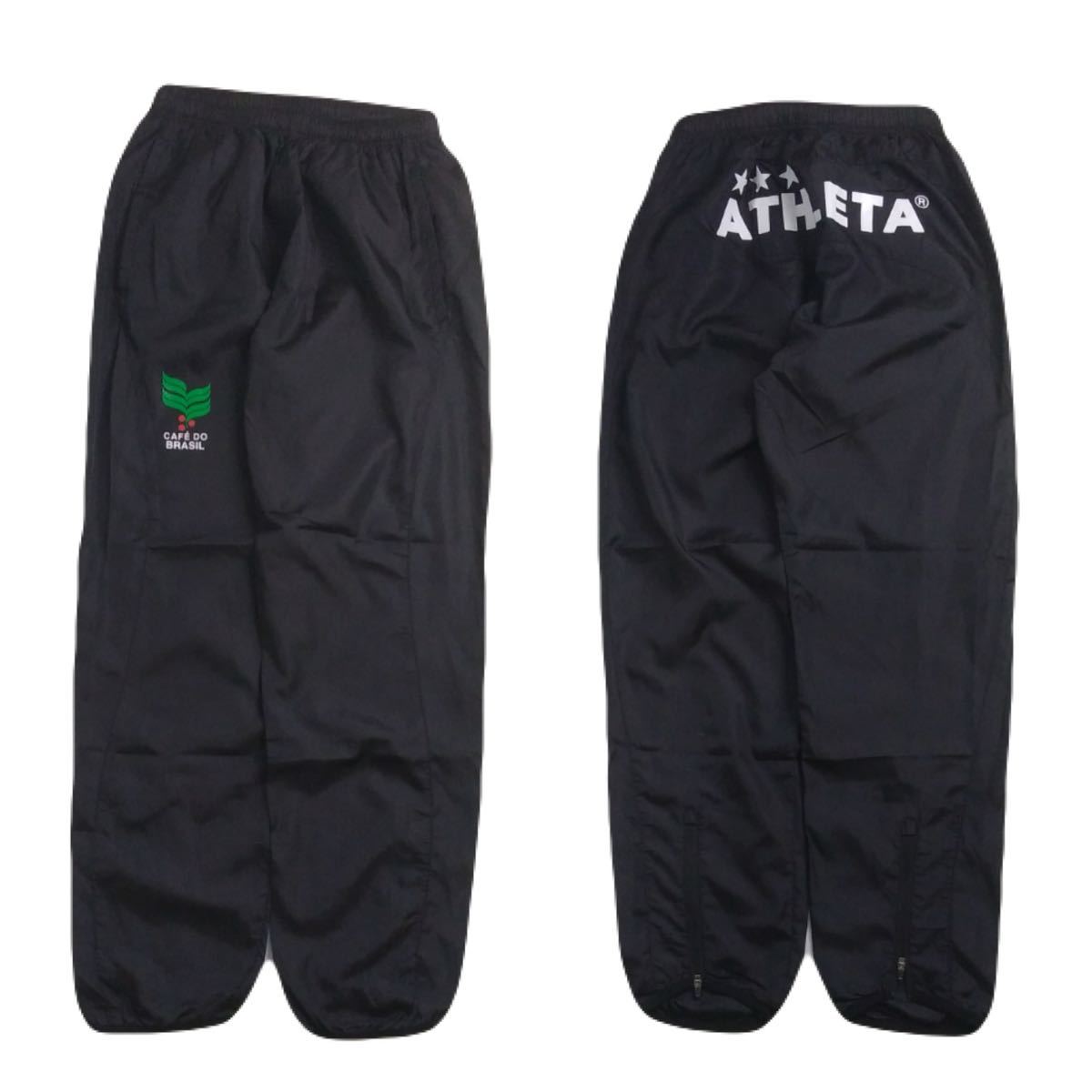 極美 撥水防風 ATHLETA ビッグロゴ ストレッチ ナイロン ジャージ ピステ 上下セット セットアップ L アスレタ サッカー フットサル 240240_画像3