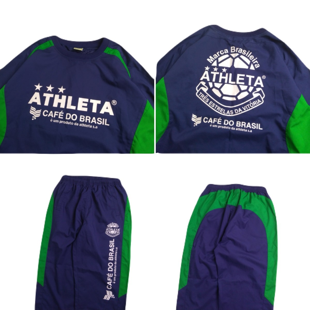 極美 撥水防風 ATHLETA ビッグロゴ ストレッチ ナイロン ジャージ ピステ 上下セット セットアップ L アスレタ サッカー フットサル2402179_画像4