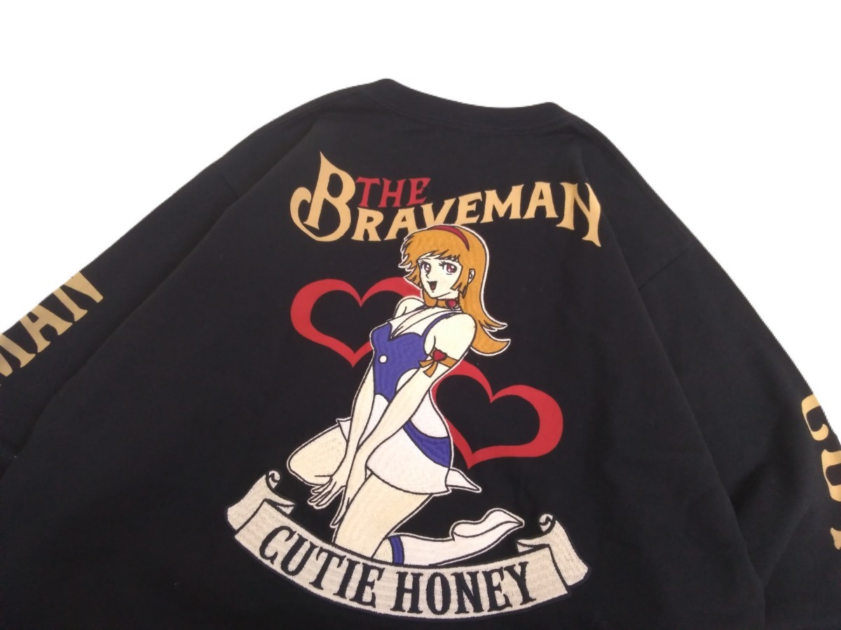 新品タグ付 圧巻 豪華刺繍 THE BRAVEMAN × キューティーハニー フルデコ 長袖Tシャツ ロンT メンズL ブレイブマン バンソン 黒 240289_画像4