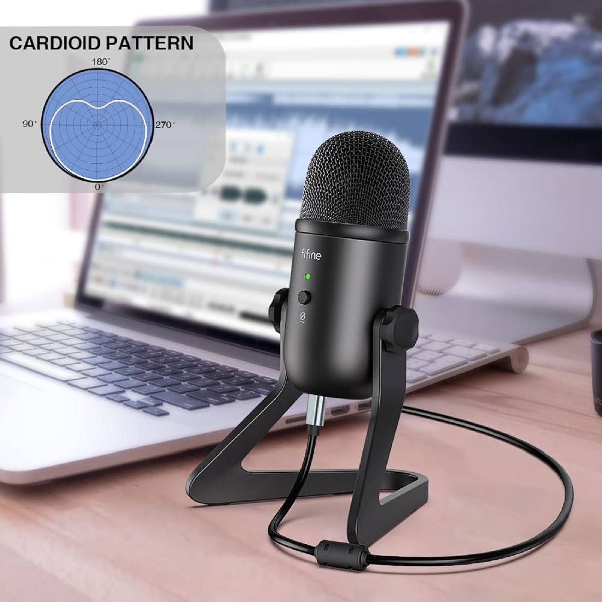 FIFINE USBポッドキャストマイク 録音ストリーミング用 USBマイク