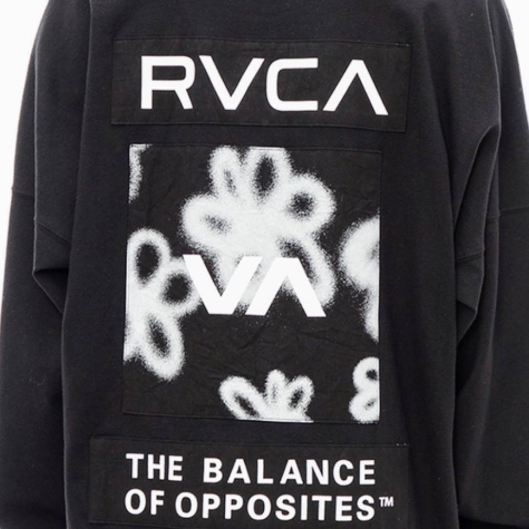 [新品] RVCA ルーカ 長袖Tシャツ ロングスリーブTシャツ ロンT バックプリント RVCAロゴ フローラル 黒 Mサイズ_画像3