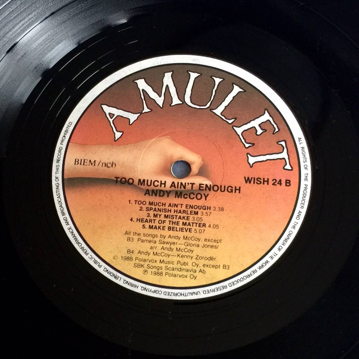 Andy McCoy - Too Much Ain’t Enough / オリジナルFIN盤LP / アンディ・マッコイ / ハノイ・ロックス Hanoi Rocks Michael Monroe _画像6