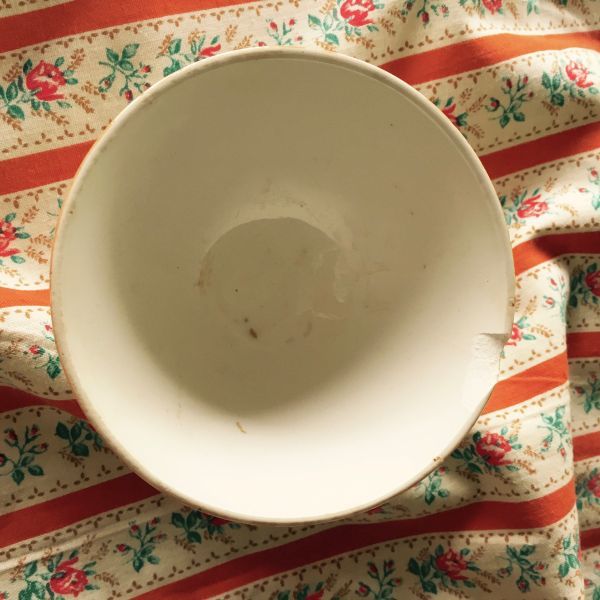 フランスアンティーク 小鳥と木の実とカフェオレボウル ヴィンテージ 薔薇 ボル 鉢 皿 小鉢 オブジェ レトロ 小物入れ_欠けがあります。