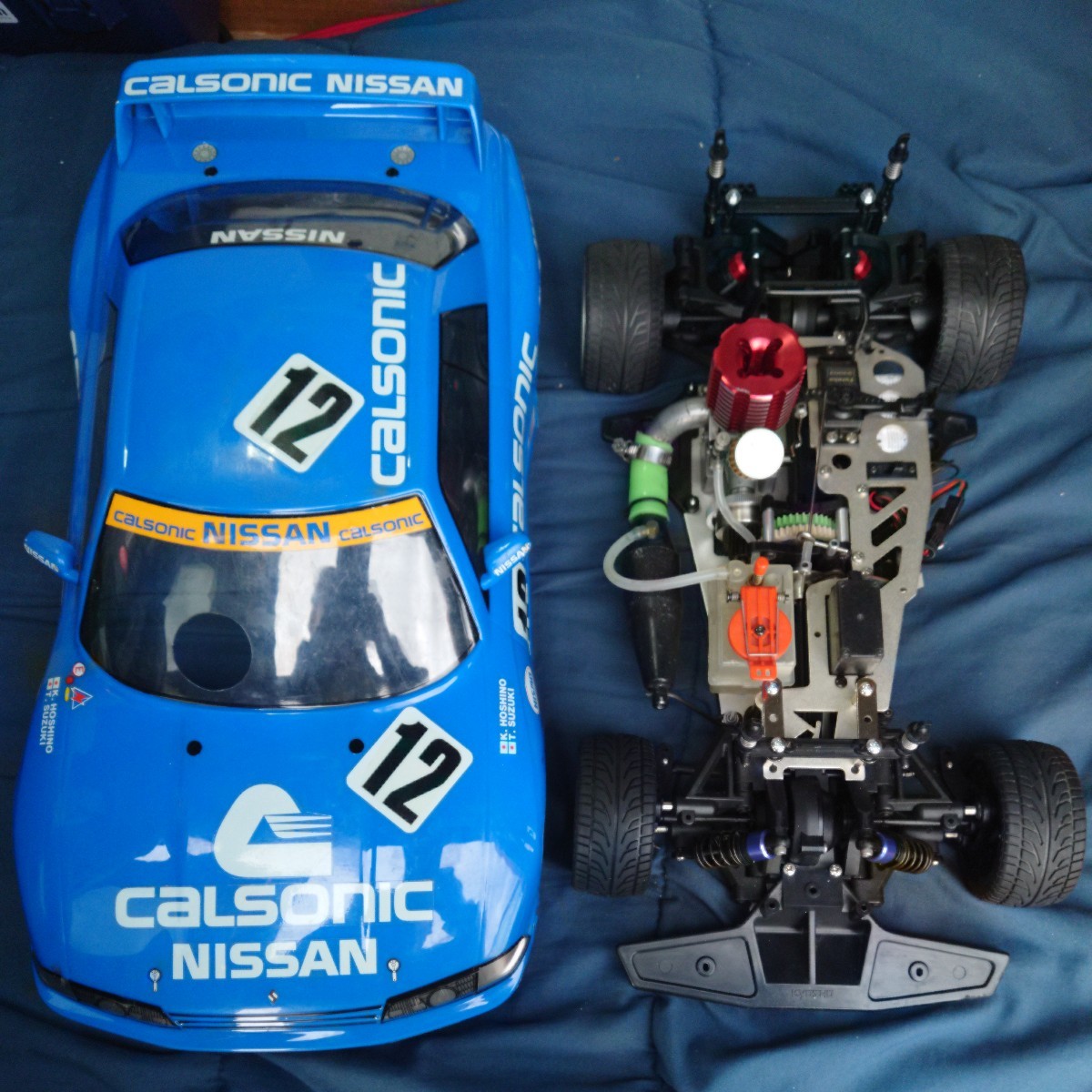  service being completed out of print Kyosho KYOSHO FW03 SUPER10 2 Speed specification unrunning chassis Calsonic GT-R OS MAX10FP Futaba 3PK unrunning chassis 