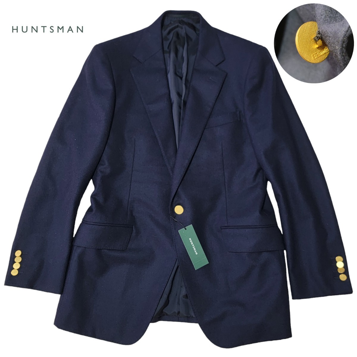 新品】王室御用達 ハンツマン HUNTSMAN 紺ブレ 金ボタン 新品】王室御用達 ハンツマン HUNTSMAN 紺ブレ 金ボタン