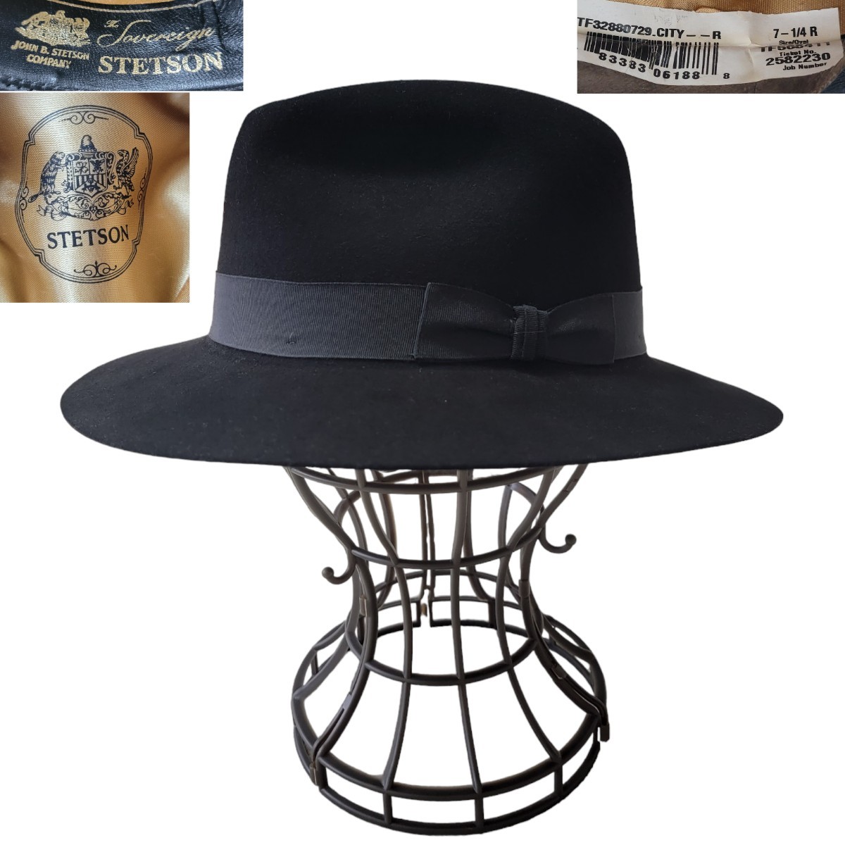 【日本未入荷】未使用 USA製 ステットソン STETSON ハット 獣毛 ヘアフェルトハット 帽子 ハット 黒 ビーバーファー 58 CITY ソフトハット_画像1