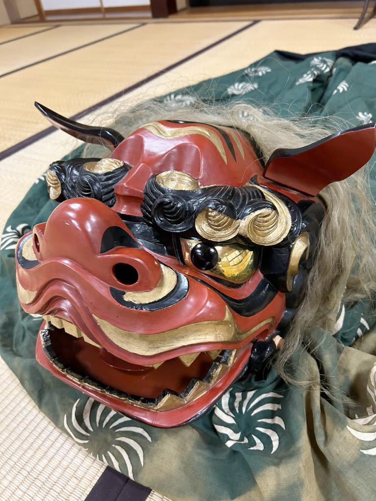 獅子舞　獅子頭　神楽　伝統工芸　開運　魔除け　縁起物　祭り 時代物 置物 古美術