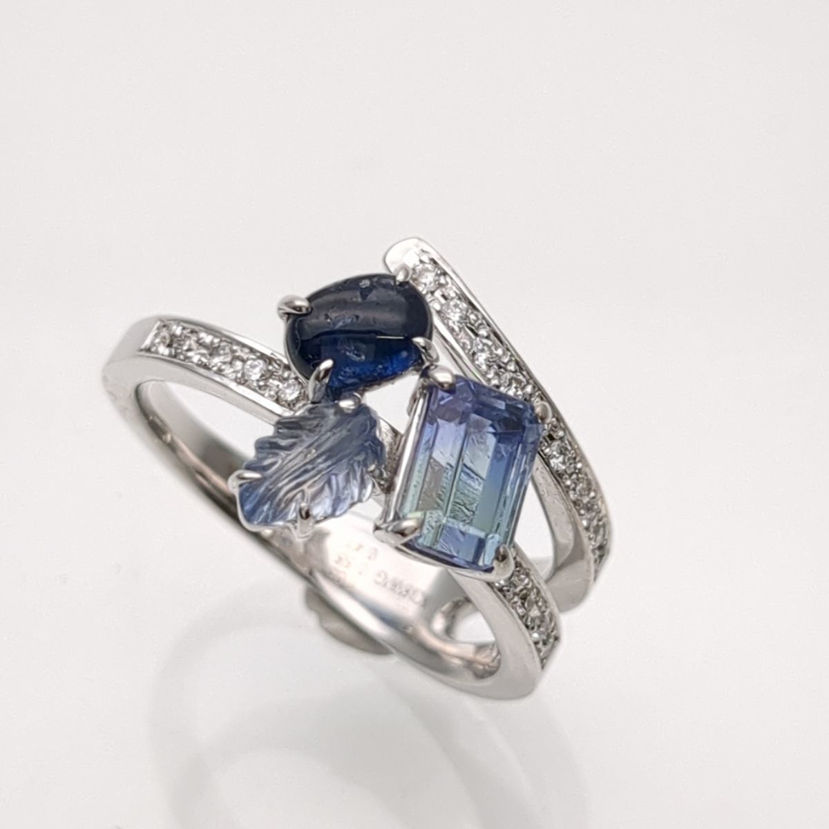 【超お買い得!】 ソーティング タンザナイト 1.03ct リング 13号 K18WG 5.8g サファイア 0.55ct 0.41ct ダイヤ 磨き済◆3111/藤枝インター店 タンザナイト