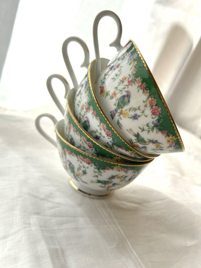 Narumi Fine China ティーカップ 金彩　ボタニカル　4客セット