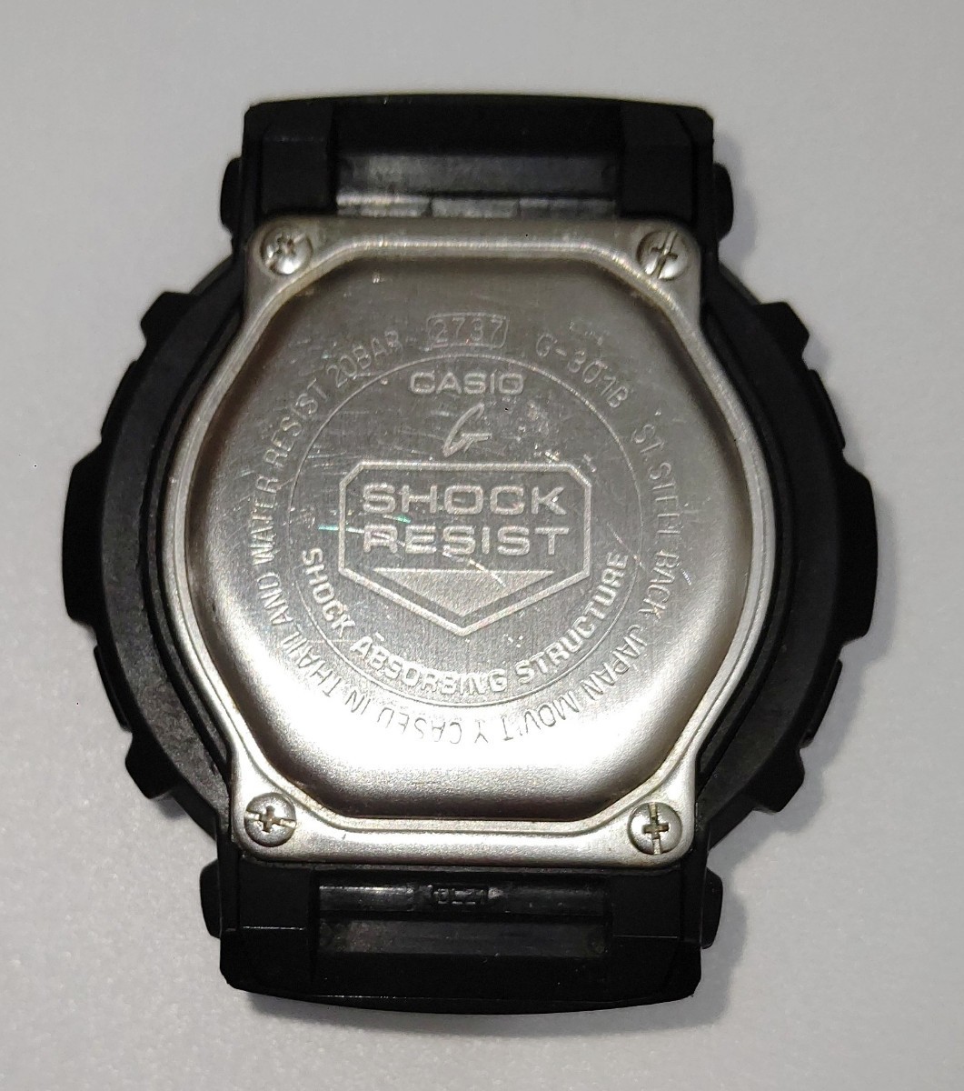 CASIO G-SHOCK G-301B ベゼル ベルト 部品取り Gスパイク ダブルオーズ G-300系 G-301B-1A ブラック アナデジ 中古 ジャンク_画像7