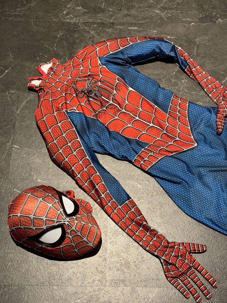 スパイダーマン スーツ コスプレ メンズL 170-189cm フェイスシェル付の画像1