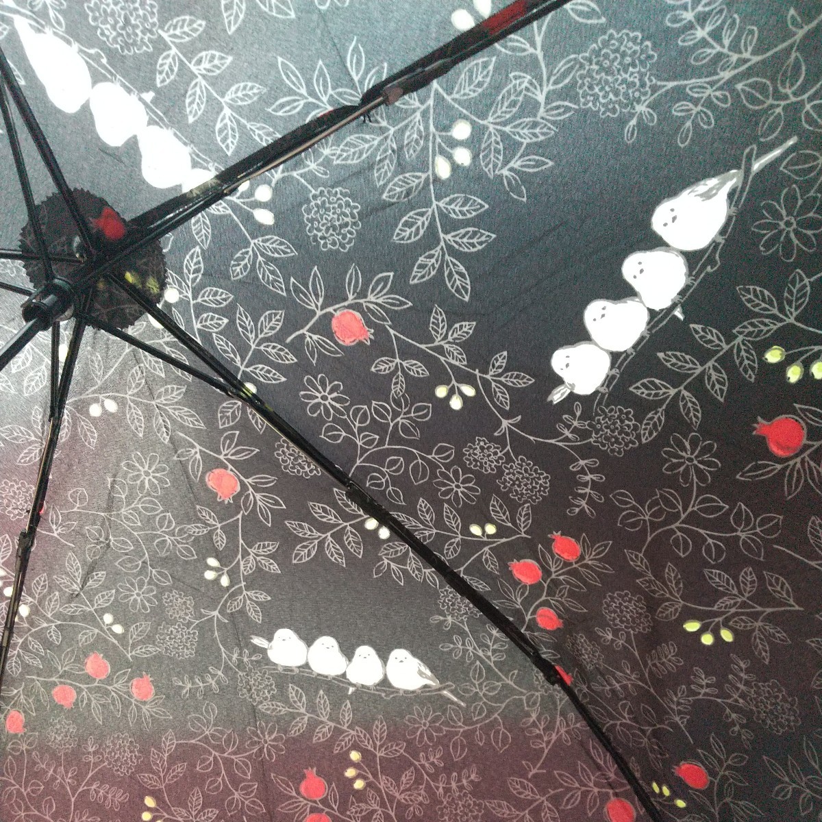 軽量 mini コンパクト 折りたたみ傘 ザクロとシマエナガ_画像6