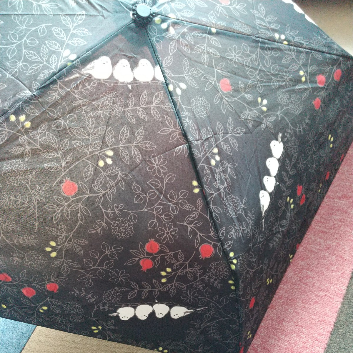 軽量 mini コンパクト 折りたたみ傘 ザクロとシマエナガ_画像7