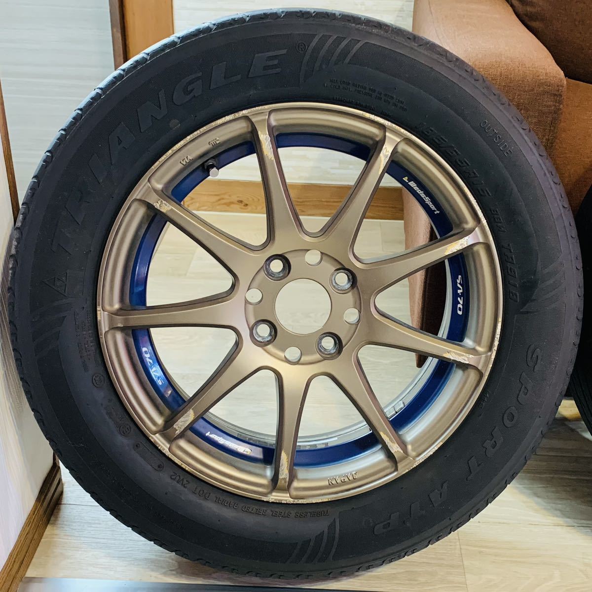 Weds Sport ウェッズスポーツ　SA-70 4H-100 15x5.5J +45 トライアングル　スポーツ　ATP 185/65R15 2012年_画像5