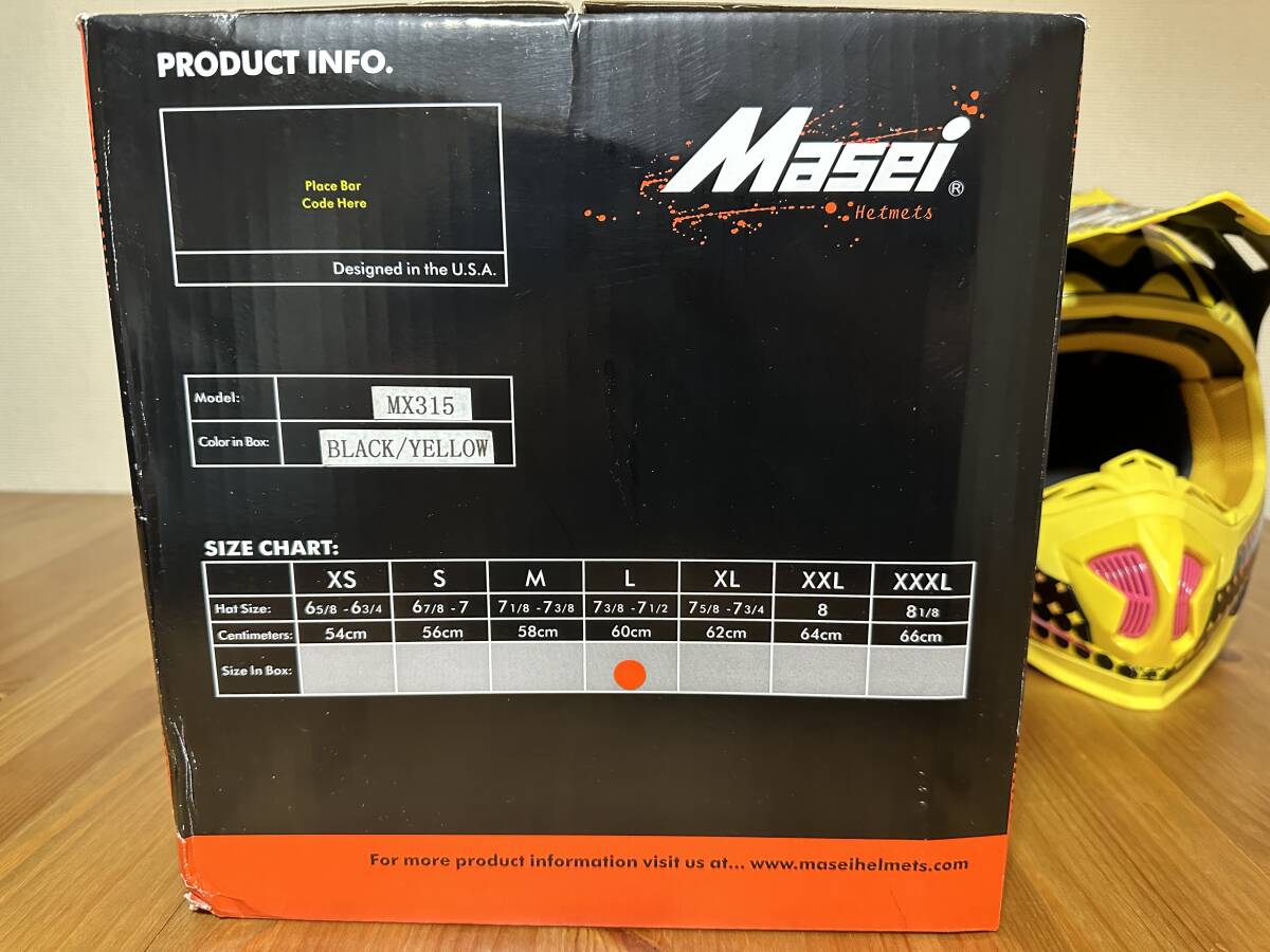 Masei MX315 ホット ピストンズ イエロー オートバイ ヘルメット L サイズ_画像2