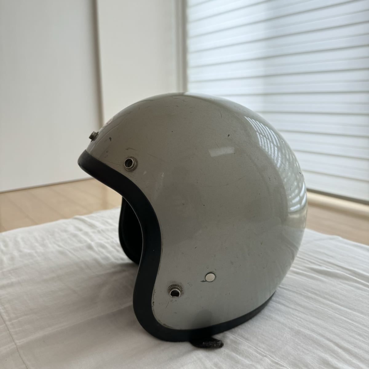 【簡易リペア済】Vintage 1971年？ Bell Super Magnum Helmet, Silver, 7 3/8 ,59cmジェットヘルメット 【リペア後未使用】_画像3