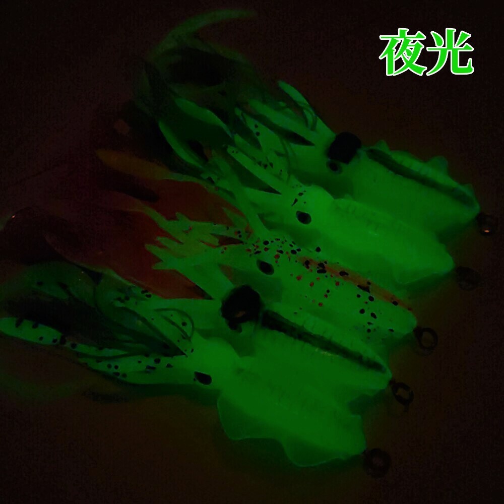 イカ型タイラバ お徳用5個セット カーリー 夜光 オリジナル ソフトルアー インチク_画像3